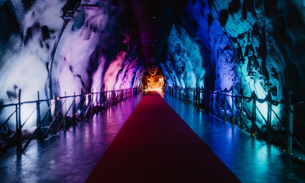 Cavern Christmas Feast is celebrated in SantaPark on November 14th. Rovaniemi, Lapland, Finland.