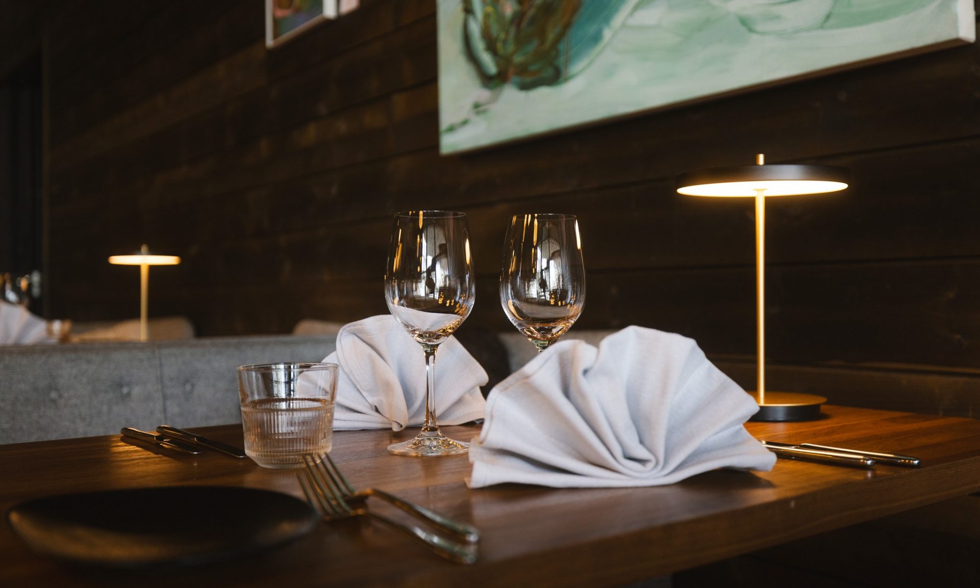 Sharing and caring table setting in Rakas Ravintola. Rovaniemi, Lapland, Finland.