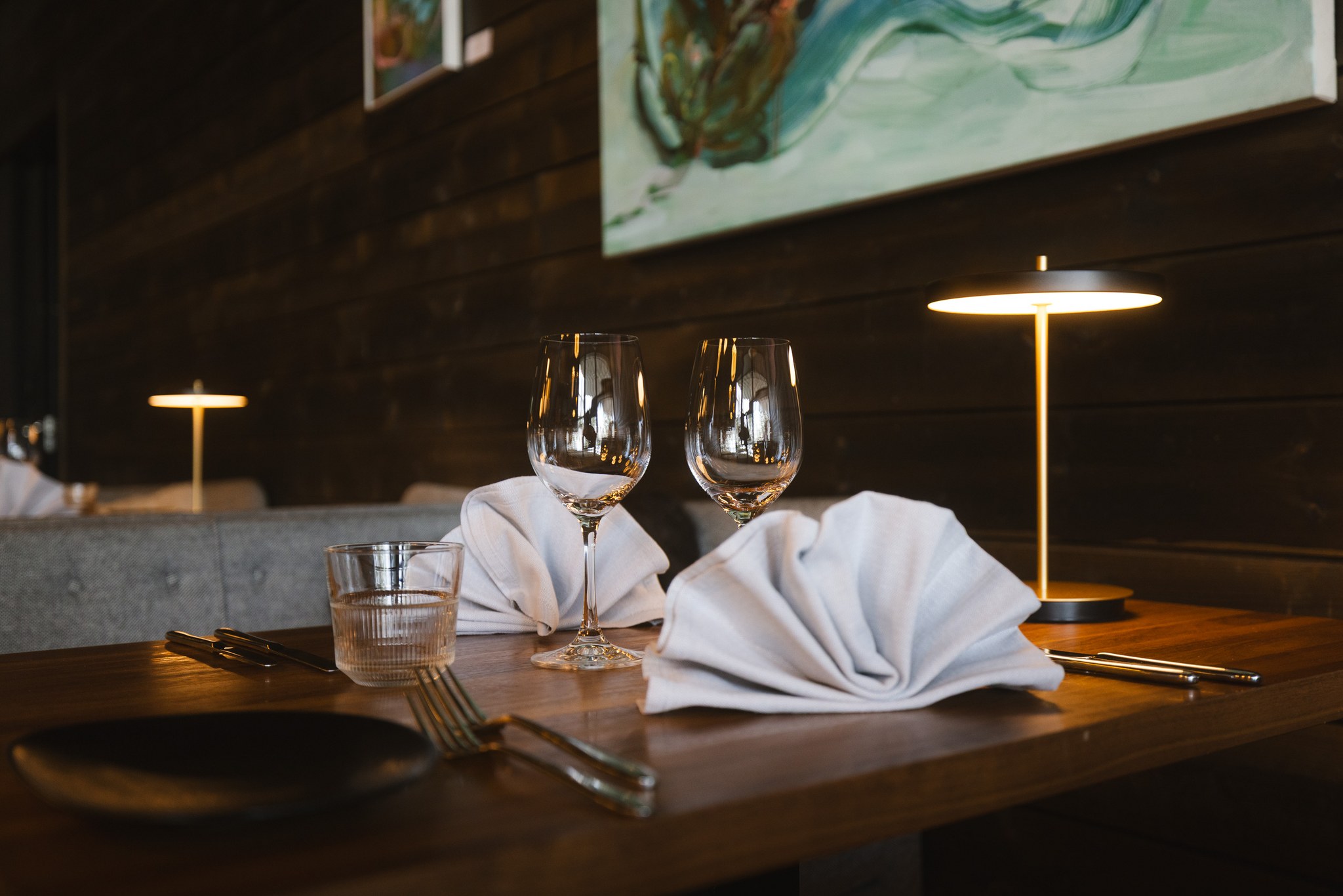 Sharing and caring table setting in Rakas Ravintola. Rovaniemi, Lapland, Finland.